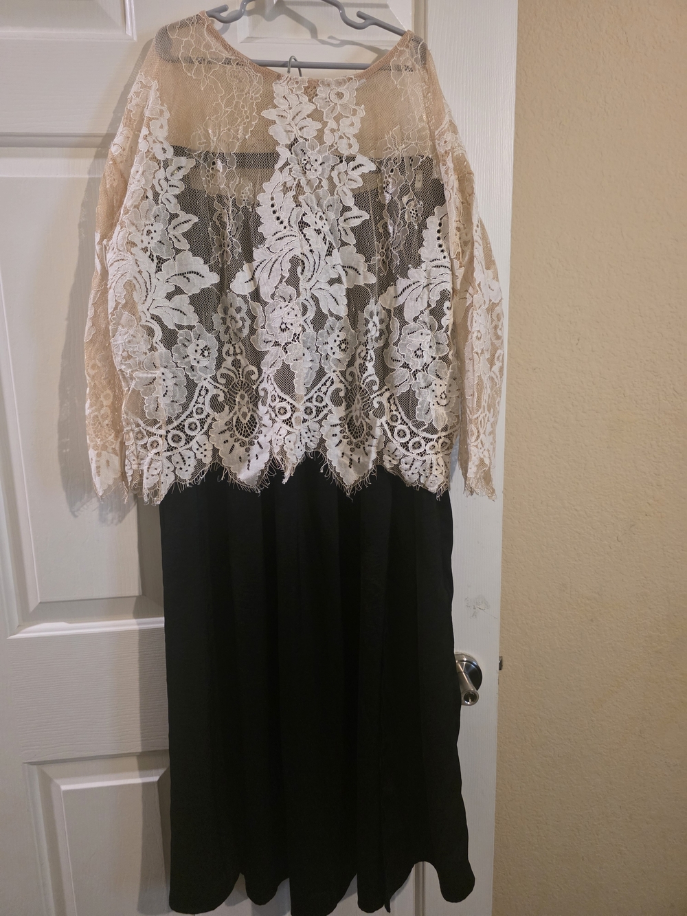 Tahari Black Skirt with Cream Lace Overlay